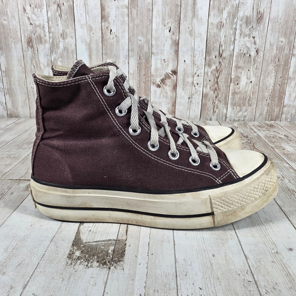 Converse Chuck Taylor All Star Lift High Top Burgundy Platform Sneakers Womens 7